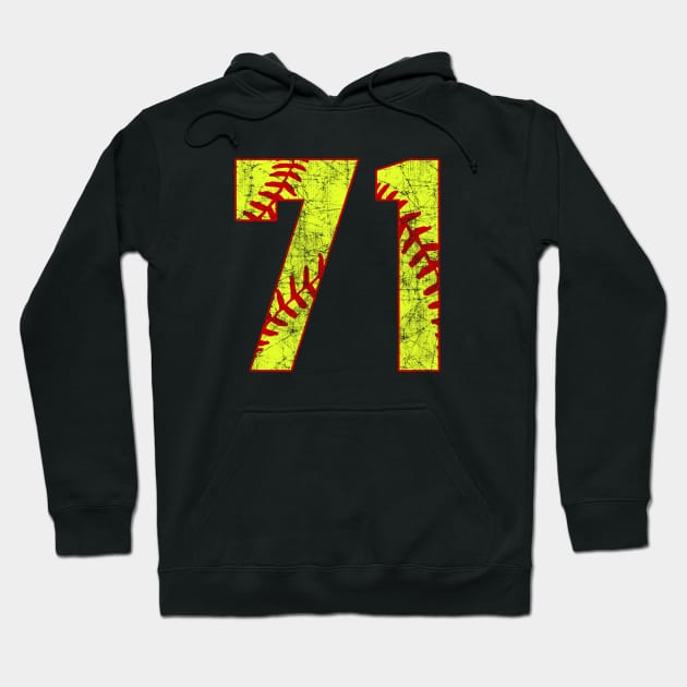 Fastpitch Softball Number 71 #71 Softball Shirt Jersey Uniform Favorite Player Biggest Fan Hoodie by TeeCreations